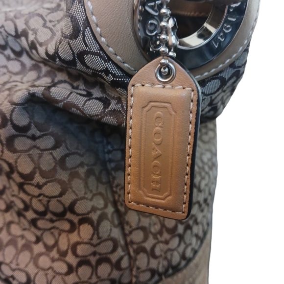 Coach Signature Jaquard and Suede Tan Hobo Shoulder Bag - Picture 9 of 13